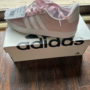 Adidas Pink and White Sneakers Low-Top Design